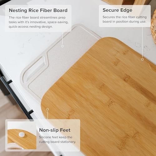 KitchenEdge 2-Piece Nesting Cutting Board Set | Natural Bamboo, Large