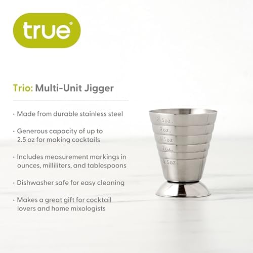 True Trio Multi-Unit Drink Measure, Shot Measuring Cup with Oz, Ml