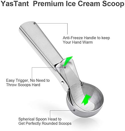 Ice Cream Scoop with Trigger Ice Cream Scooper Stainless Steel, Heavy