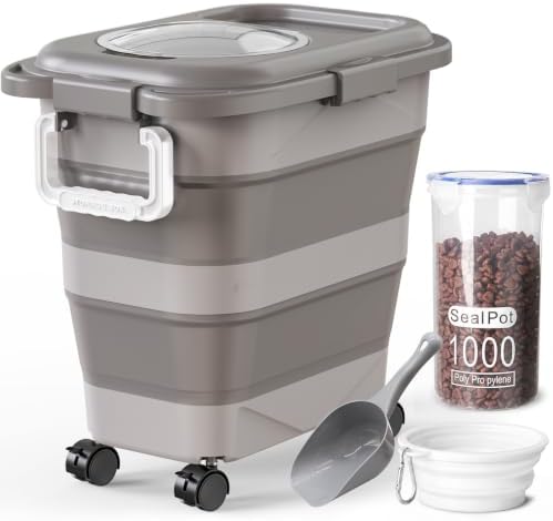 Collapsible Dog Food Container for 10-25 lbs, Airtight Storage Bin