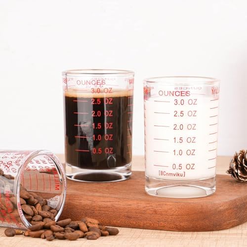 1 PACK Measuring Cup Shot Glass 3 Ounce/90ML Liquid Heavy Glass Red