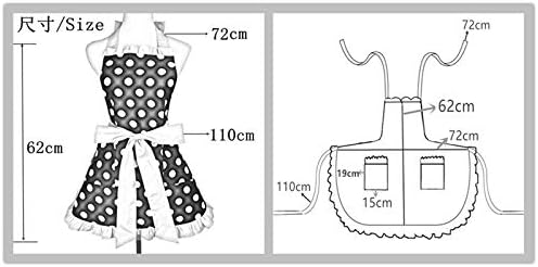 Hyzrz Cute Apron Retro Black Polka Dot Retro Ruffle Side Vintage Cooking Aprons - Image 7