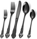 20 Pieces Black Gorgeous Retro Royal Silverware Set For 4,Stainless