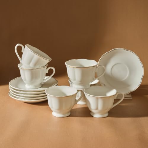 KARACA Çan Turkish Small Coffee Cup Set for 6, 12-Piece Porcelain