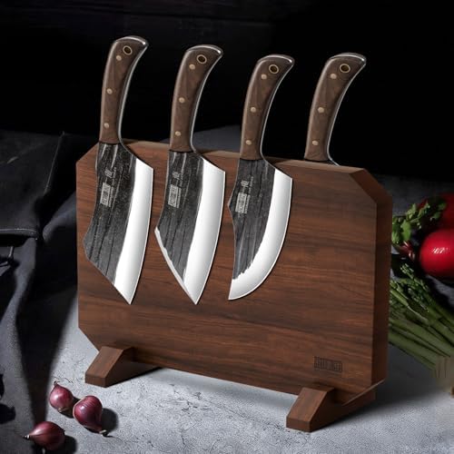 HOSHANHO 8PCS Butcher Kitchen Knife Set with Magnetic Block