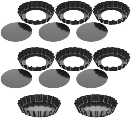 Carbon Steel Mini Tart Pans Bakeware with Removable Bottom 8pcs