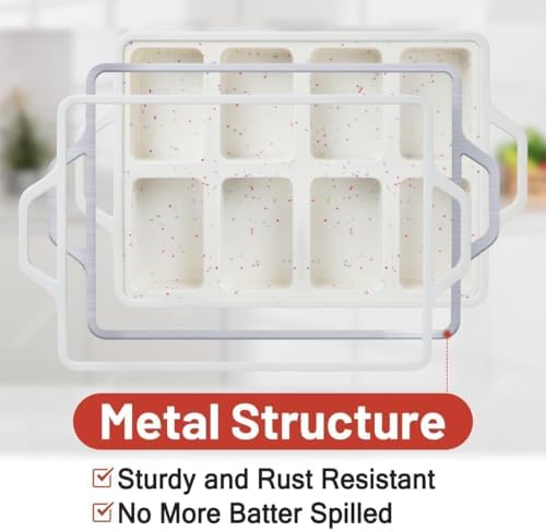 Mini Loaf Pans, Metal Reinforced Frame Silicone Bread Loaf Pans 8