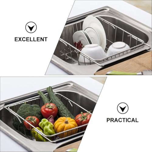 Stainless Steel Sink Colander Basket, Multi Use over Sink Drying Rack