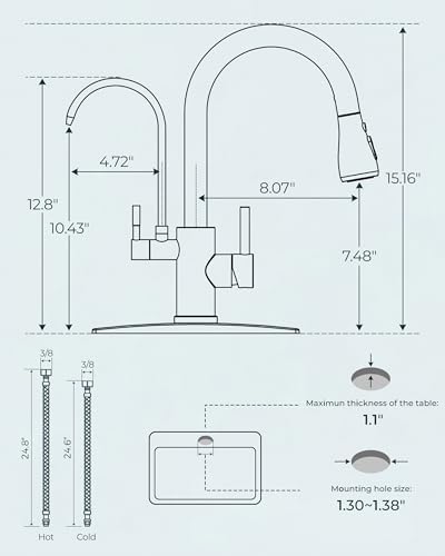 FORIOUS Kitchen Faucet with Purified Water, 2 Handle, Brushed Nickel