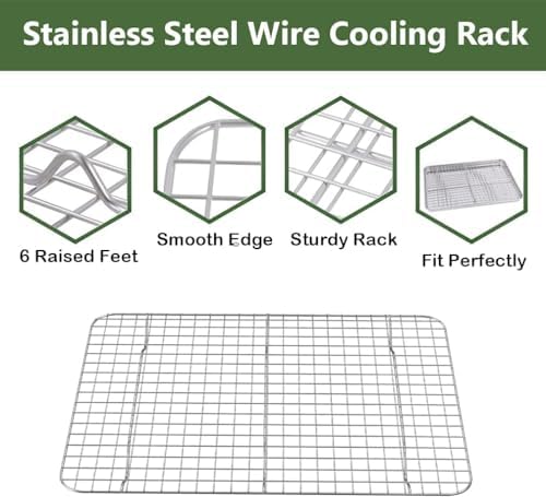 Baking Sheet with Cooling Wire Rack Set, Stainless Steel 2 Pans + 2