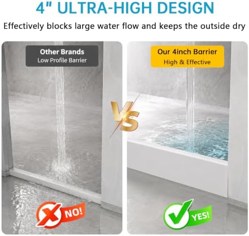 4'' High Shower Threshold Water Dam,Silicone Shower Water Guard (39")