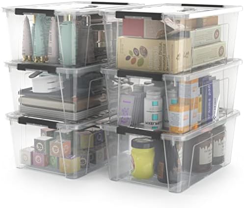 WYT Clear Latch Storage Bins, 6-Pack, 5-Litre