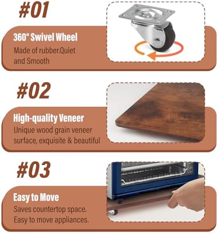 Coffee Maker Appliance Slider, 360° Rolling Tray