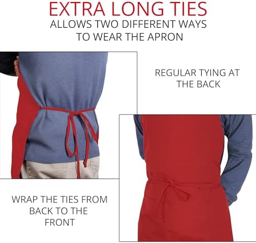 Utopia Kitchen Bib Aprons 2 Pack Adjustable With 2 Pockets 100%