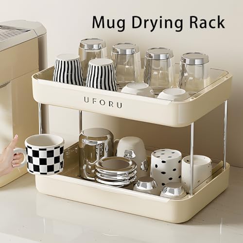 UFORU Countertop Coffee Station Organizer,Cup Rack,Mug & Wine Glass