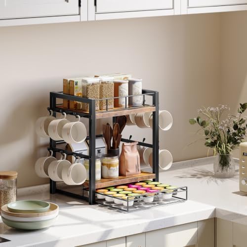 HOOBRO Coffee Mug Cup Holder, Tree Bar Station Organizer for