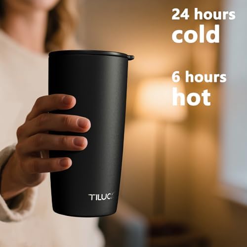TILUCK 20 oz Insulated Coffee Tumbler with BPA-Free Lid