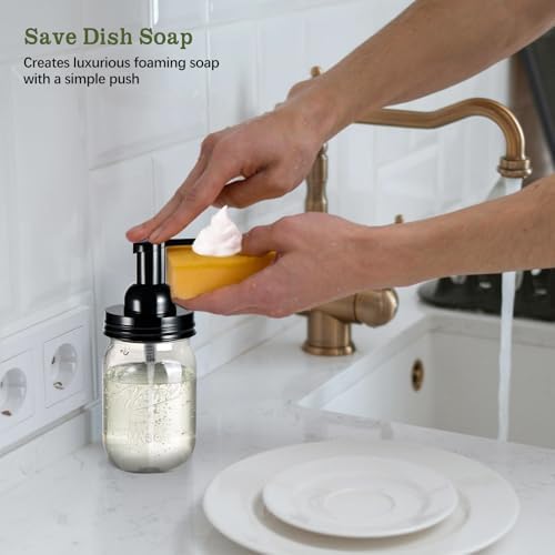 Amolliar Plastic Mason Jar Foaming Soap Dispenser with Pump Lid,16OZ
