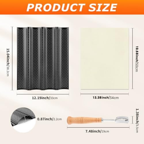 5 Pcs Baguette Bread Pan Set, Nonstick 4 Loaf French Bread Baking Pans