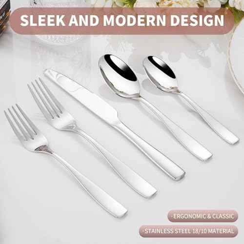 18/10 Stainless Steel Flatware Set for 8, 40 Pieces Heavy Silverware Set
