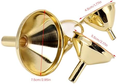 Stainless Steel Funnel, 3 Pack Gold Metal Kitchen Funnel Set, Food