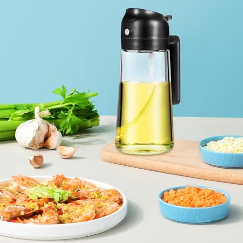 2-in-1 Olive Oil Dispenser and Sprayer, 470ml, Black