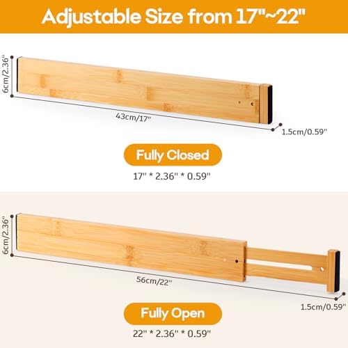 Bamboo Drawer Dividers Organizers, Kitchen Drawer Dividers for