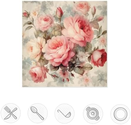 Dish Drying Mat Retro Rose Pattern Absorbent Microfiber Dish Dying Pat