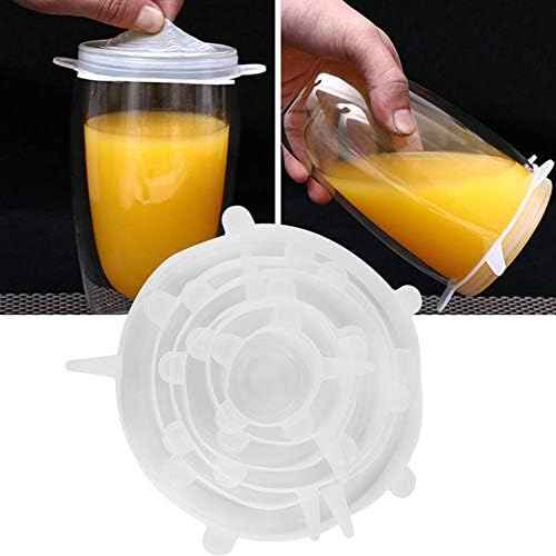 Silicone Stretch Lids, 6-Piece Transparent Bowl Covers