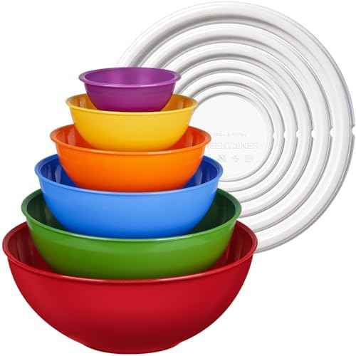 Greentainer Plastic Mixing Bowls with Lids Set for Kitchen, 6 Set