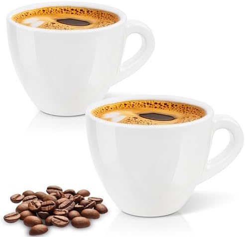 Pilnocok Ceramic Espresso Cups Set of 2, 2.5 oz White Small Coffee