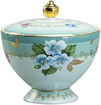 Gracie China Fantastic Green Porcelain 3-Piece Sugar, Creamer And Tray