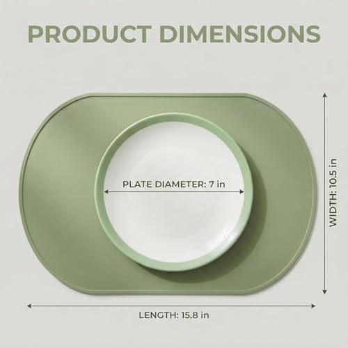 Oval Silicone Placemats Set of 2, 15.8 x 10.5in, Table Protector