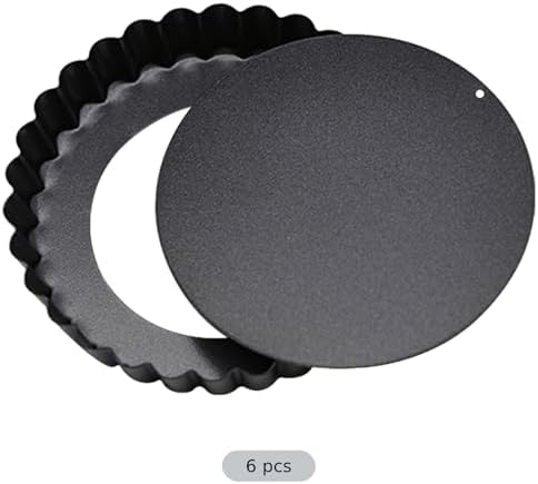 6 Pcs Mini Tart Pans with Removable Bottom, 3.9 in Egg Tart Molds Set