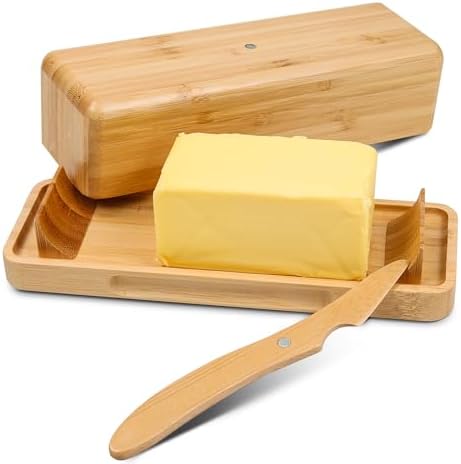 Bamboo Butter Dish with Lid for Countertop