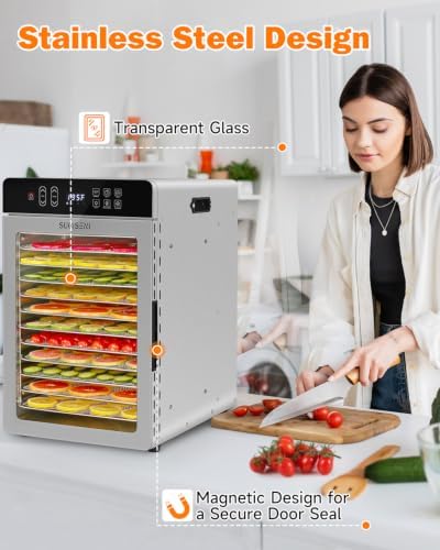 SUCISENI Food Dehydrator, 12 Stainless Steel Trays, 1000W