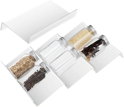 Abaodam Expandable Acrylic Spice Rack Organizer 4pcs for Cabinet