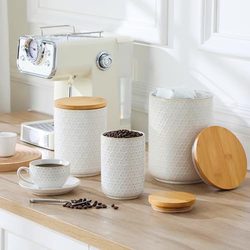 MALACASA LYDIA Ceramic Canisters Set with Airtight Lids, 80/40/20 oz