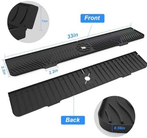 33 Inch Silicone Splash Guard Mat for Faucet, Narrow Edge Water