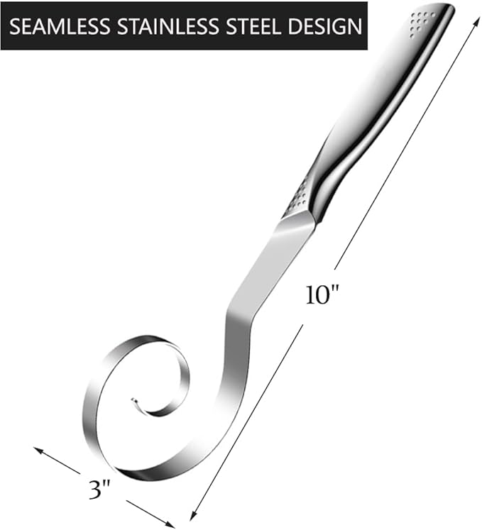 Seamless Danish Dough Whisk -10" Stainless Steel Dutch Bread Dough Whisk Tool - Image 2