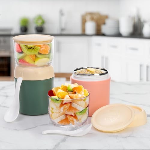 Eorbow 2 Pack Insulated Yogurt Container, 24oz Breakfast On the Go Cup
