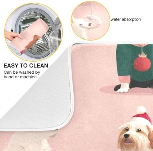 OTVEE Whimsical Pet Decor Dish Drying Mat for Kitchen Counter