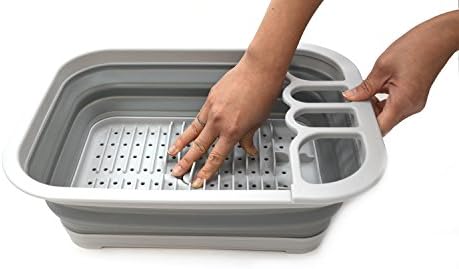 SAMMART Collapsible Dish Drainer with Drainer Board - Foldable Drying
