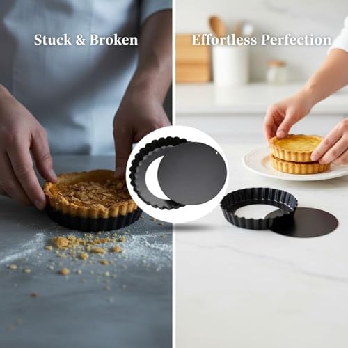 6 Pcs Mini Tart Pans with Removable Bottom, 3.9 in Egg Tart Molds Set