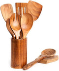 Wave Teak Wood Spatula Set, 9-Piece
