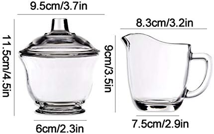 Glass Sugar and Creamer Coffee Set Kit Transparent Bowl with Lid Milk