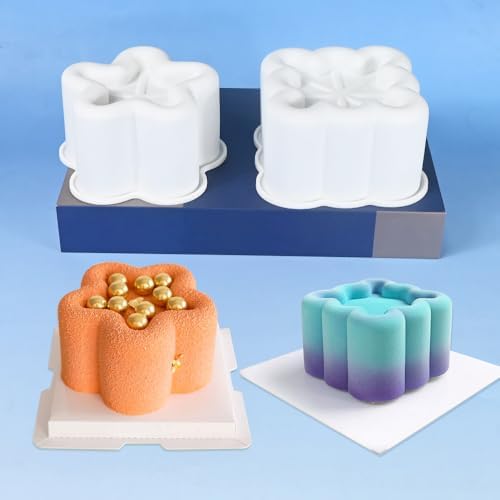 4pcs Nonstick Silicone Molds for Baking Supplies, Square Star Heart