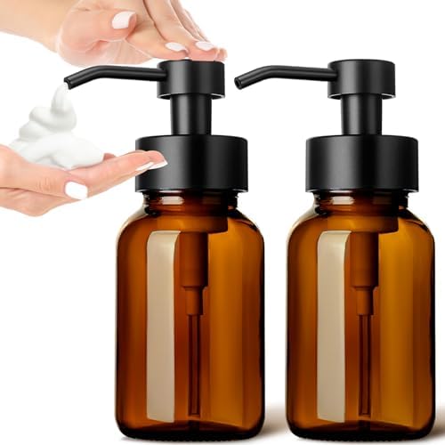 GMISUN Foaming Soap Dispensers, 2 Pack, Amber Glass