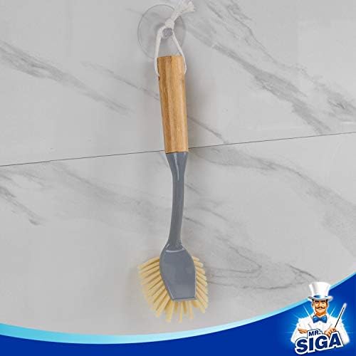 MR.SIGA Dish Brushes with Bamboo Handles, 2 Pack