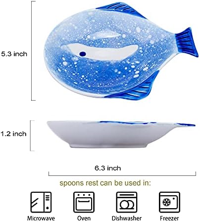 2 Pack Ceramic Spoon Rest for Stove Top,Spoon Holder for Kitchen
